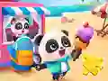 Játék Jigsaw Puzzle: Baby Panda Ice Cream Car online