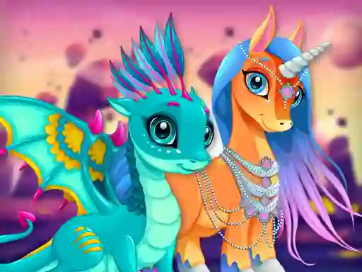 Játék Cute Unicorns And Dragons Puzzle online