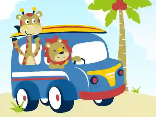 Játék Cute animals with cars difference online