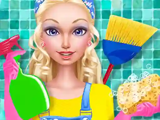 Játék Fashion Doll House Cleaning online