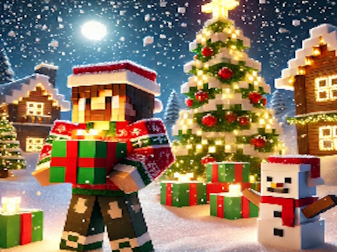 Játék Minecraft karácsonyi kirakós játék  online