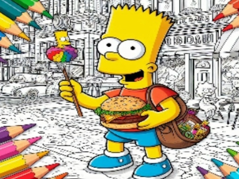 Játék Vissza az iskolába Simpsons kifestőkönyv  online