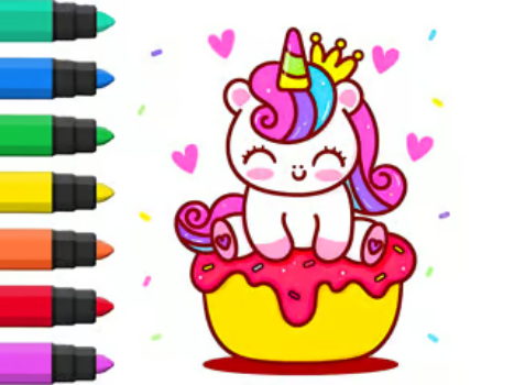 Játék Festőkönyv: Egyszarvú cupcake  online