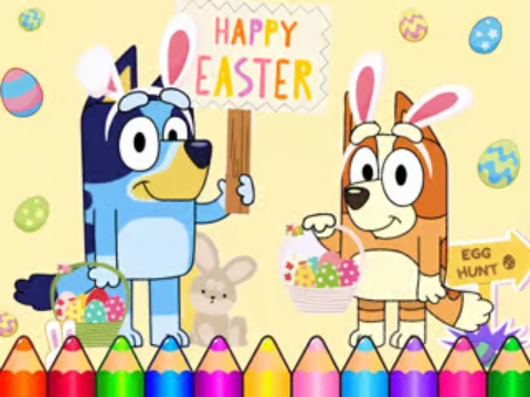 Játék Festőkönyv: Bluey Boldog Húsvét  online
